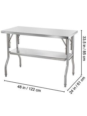 48 x 24-Inch Commercial Folding Worktable - Versatile Workstation Prep Table for Catering, Food Service, and Home Use - Sturdy and Easy to Store