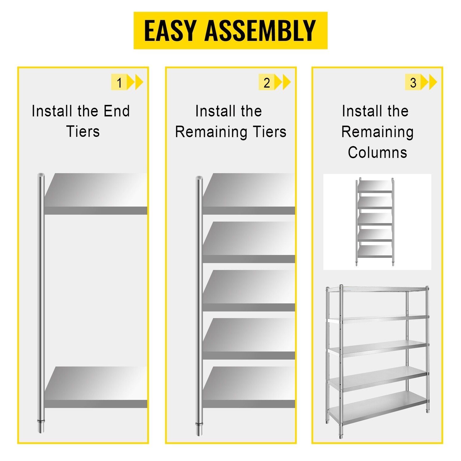 5 Tier Stainless Steel Garage Shelving Rack, 122 x 183 Cm Storage