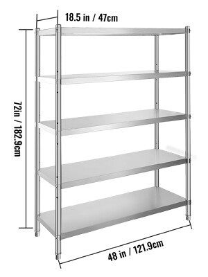 5 Tier Stainless Steel Garage Shelving Rack, 122 x 183 Cm Storage