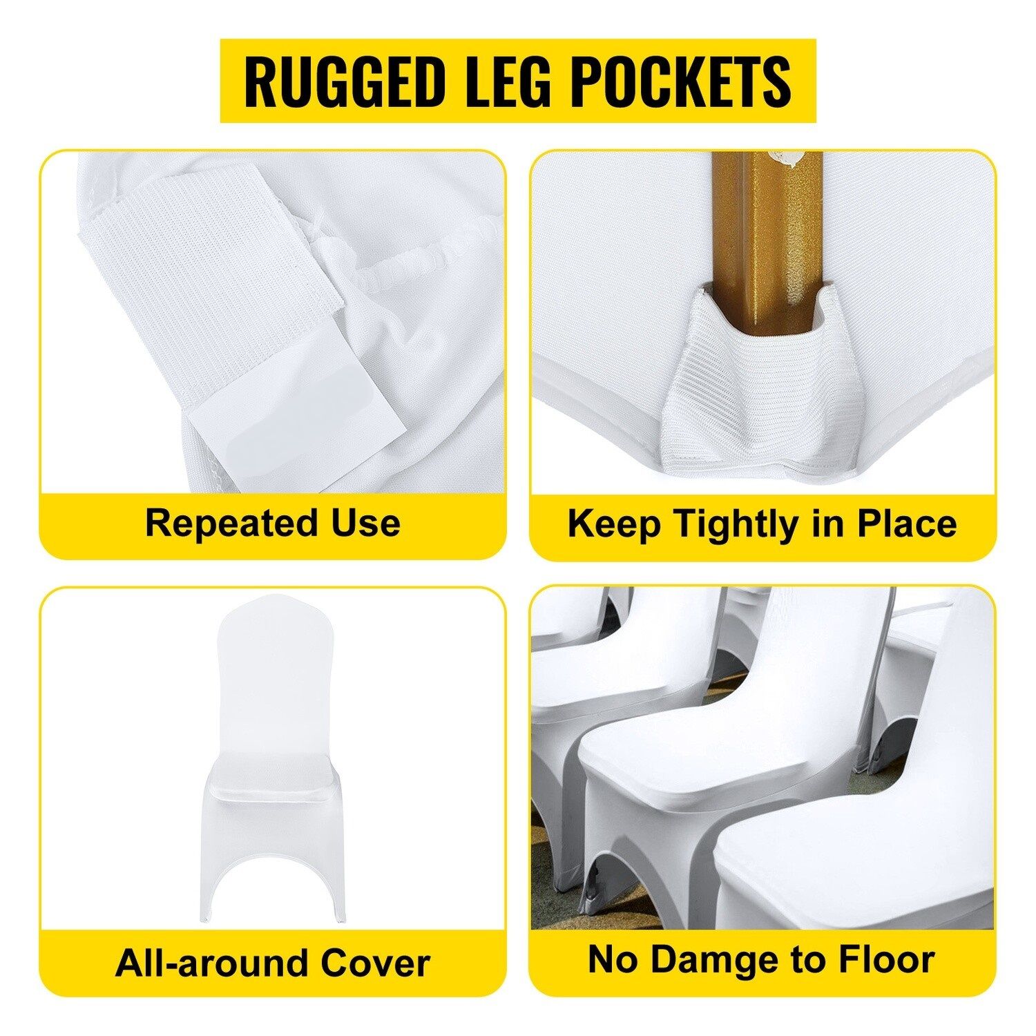 50 pcs Stretch White Spandex Chair Covers for Weddings and Events - Elegant and Durable Seating Solutions