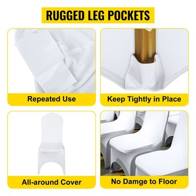 50 pcs Stretch White Spandex Chair Covers for Weddings and Events - Elegant and Durable Seating Solutions