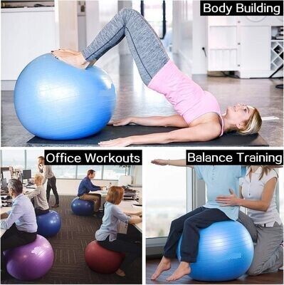 500 kg Load Capacity Anti-Burst Fitness Ball (48 cm - 75 cm) with Pump - Ideal for Yoga, Pilates, Balance Exercises, and Core Training