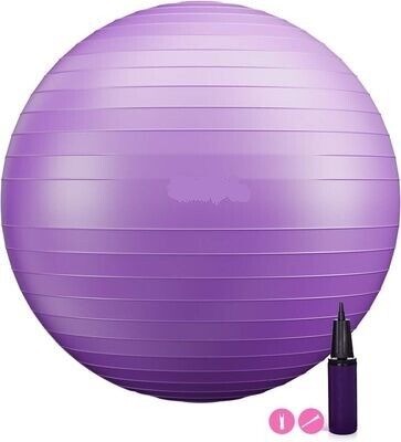 500 kg Load Capacity Anti-Burst Fitness Ball (48 cm - 75 cm) with Pump - Ideal for Yoga, Pilates, Balance Exercises, and Core Training