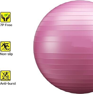 500 kg Load Capacity Anti-Burst Fitness Ball (48 cm - 75 cm) with Pump - Ideal for Yoga, Pilates, Balance Exercises, and Core Training