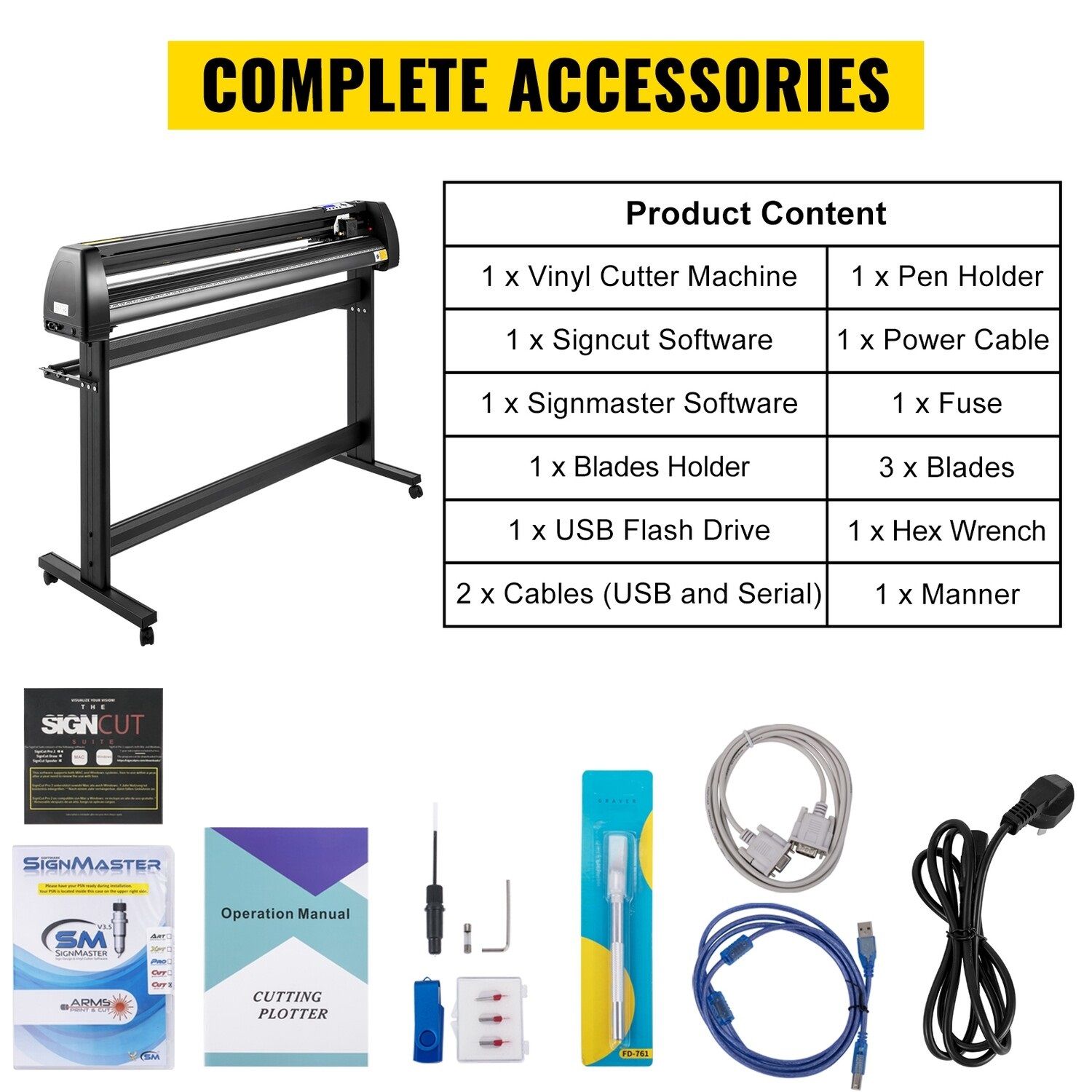 53-Inch Vinyl Cutting Machine with LCD Display – Includes Vinyl Plotter and SignCut Software for Precision Signmaking