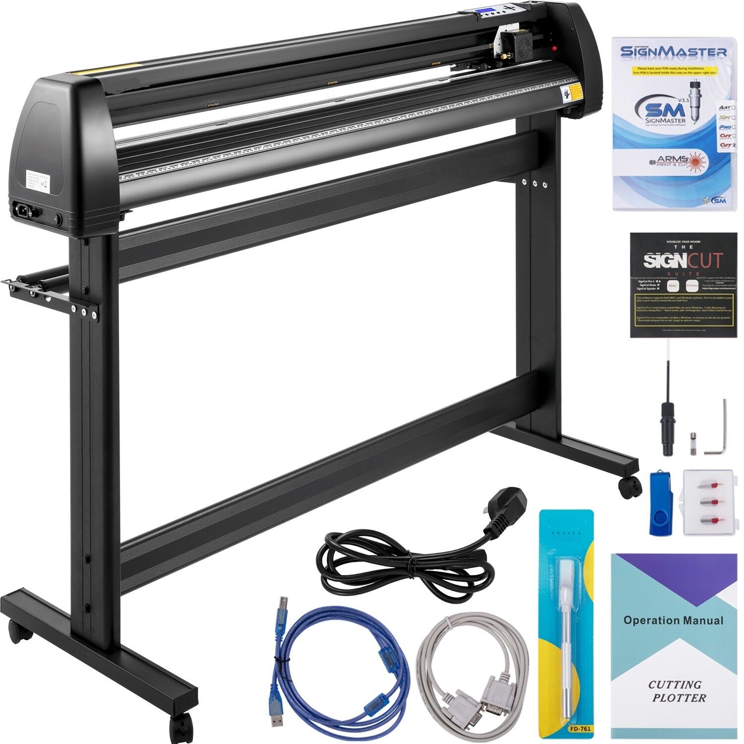 53-Inch Vinyl Cutting Machine with LCD Display – Includes Vinyl Plotter and SignCut Software for Precision Signmaking