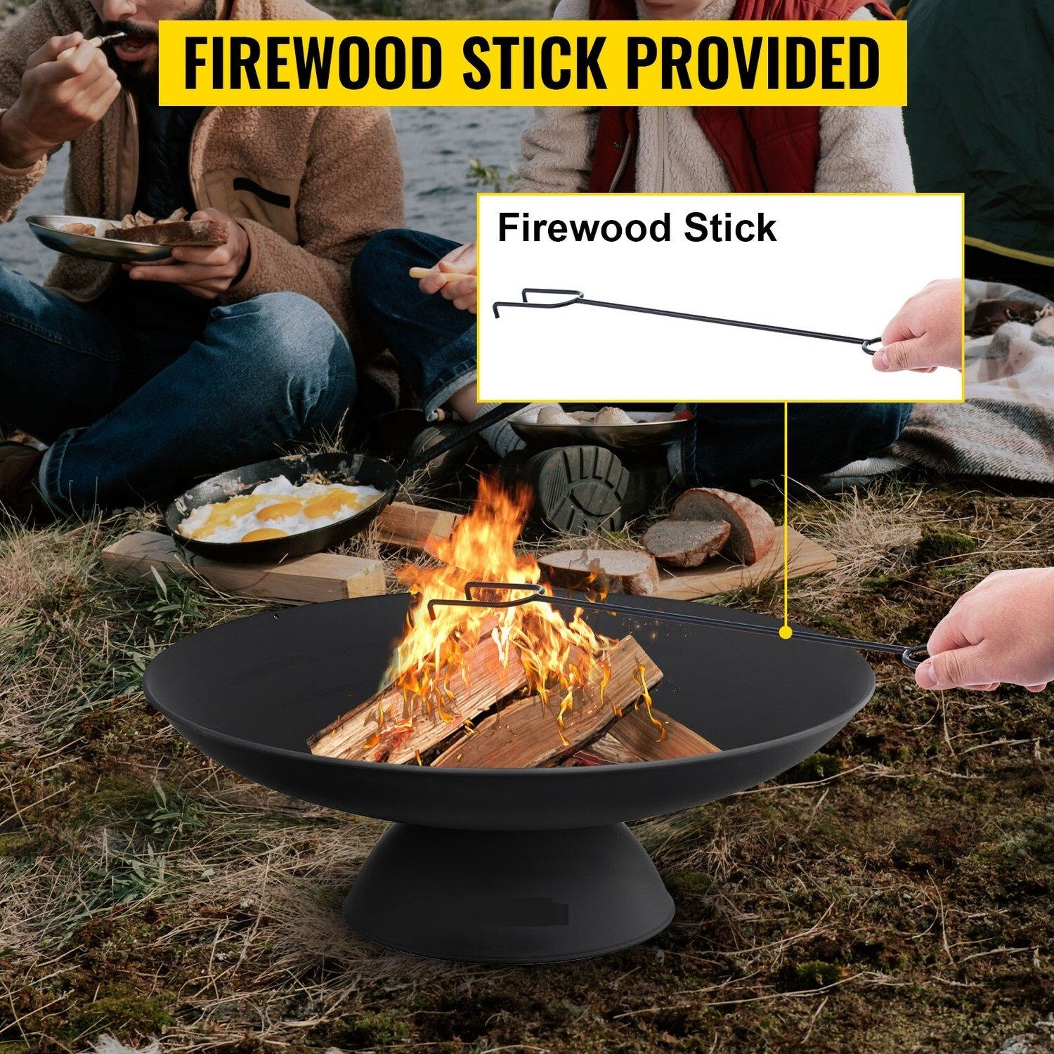 55.8cm/71cm/76cm/77.5cm/86cm Round Cast Iron Outdoor Fire Pit Bowl