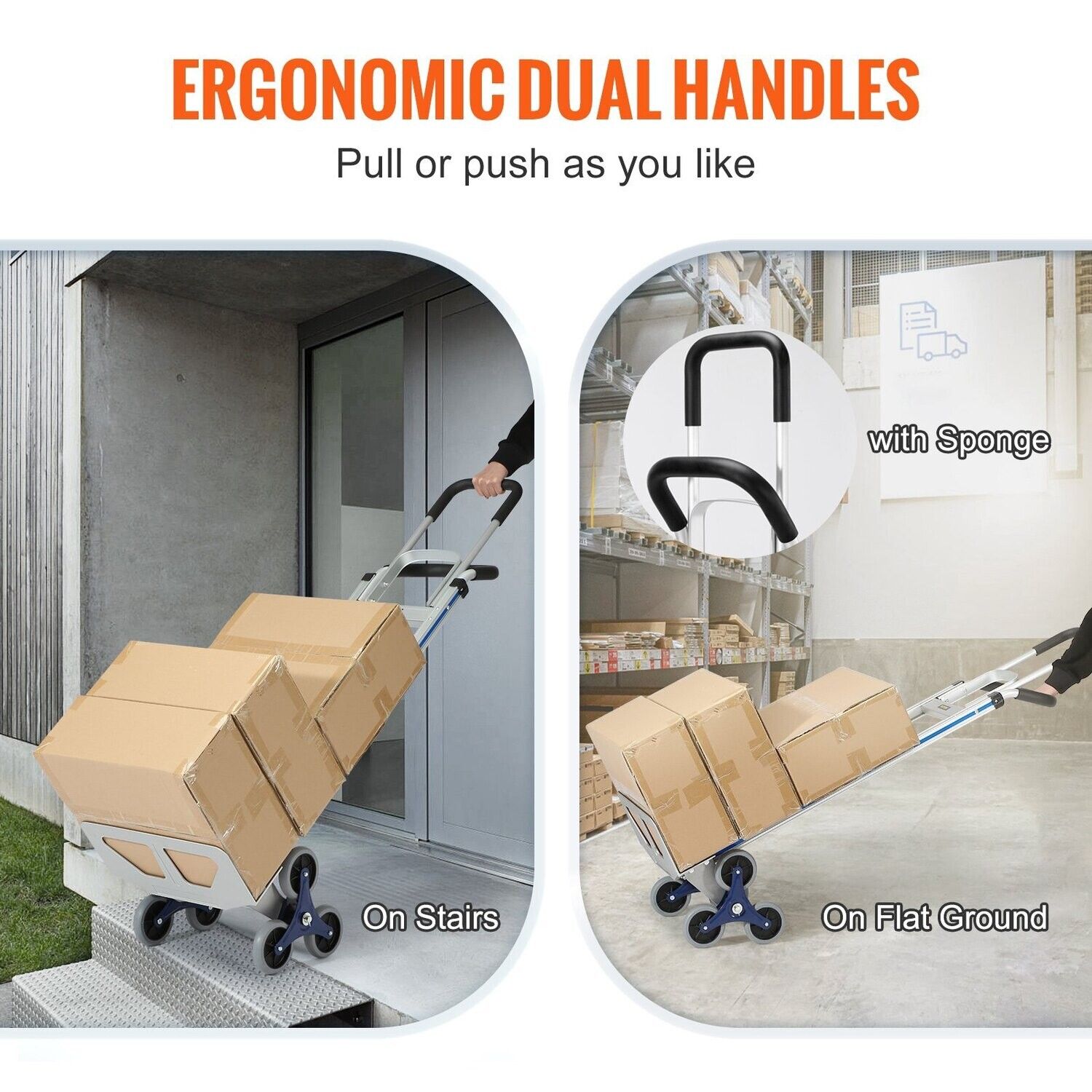 550 lbs Capacity 2-in-1 Aluminum Hand Truck with Stair Climber Feature and Dual Handles – Versatile for Easy Transport of Heavy Loads