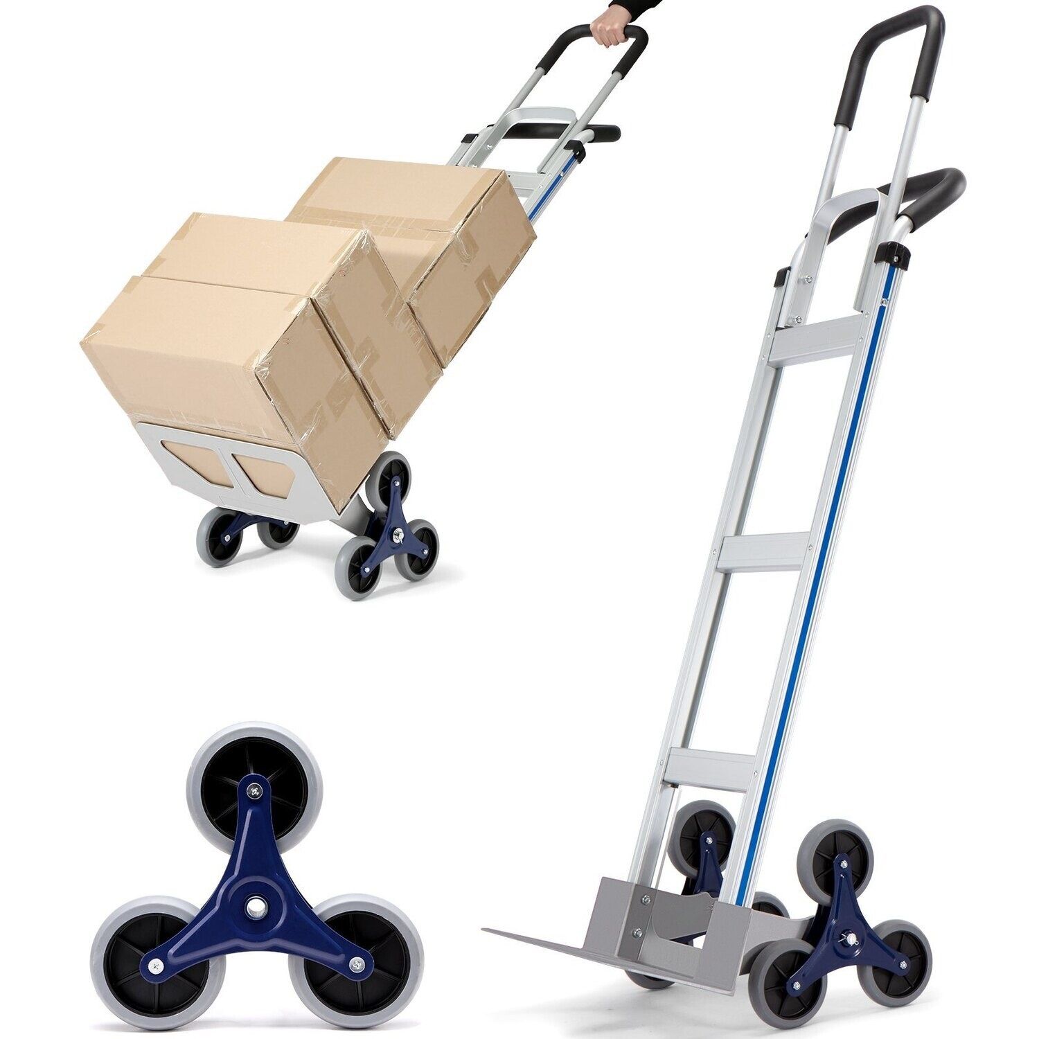 550 lbs Capacity 2-in-1 Aluminum Hand Truck with Stair Climber Feature and Dual Handles – Versatile for Easy Transport of Heavy Loads