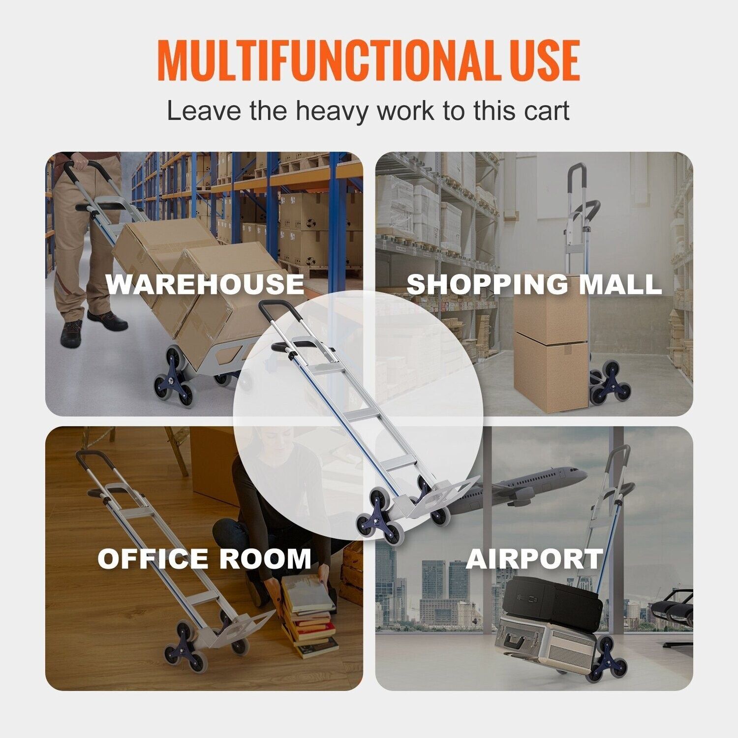 550 lbs Capacity 2-in-1 Aluminum Hand Truck with Stair Climber Feature and Dual Handles – Versatile for Easy Transport of Heavy Loads