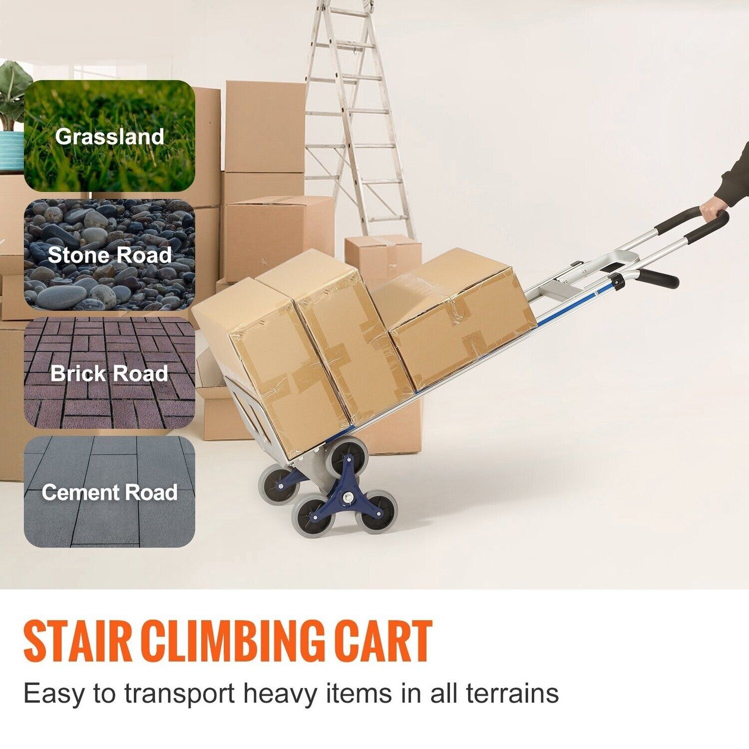 550 lbs Capacity 2-in-1 Aluminum Hand Truck with Stair Climber Feature and Dual Handles – Versatile for Easy Transport of Heavy Loads