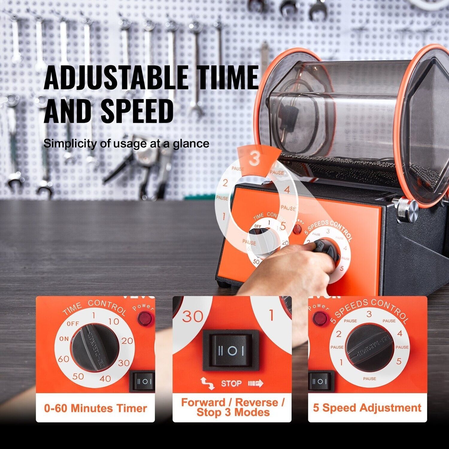3-5kg Rotary Tumbler Surface Polisher Jewelry Polishing Machine – DIY Gemstone Finish for Professional Quality Results