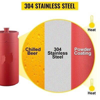 4L Pressurized Mini Keg Growler – Portable Draft Beer Dispenser, Ideal for Home Brewing and Outdoor Use