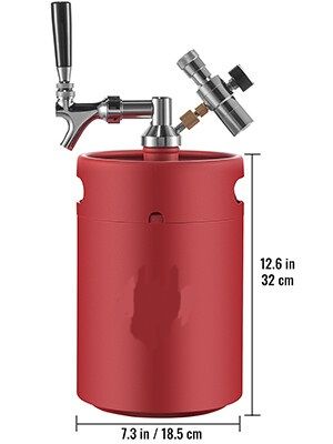 4L Pressurized Mini Keg Growler – Portable Draft Beer Dispenser, Ideal for Home Brewing and Outdoor Use