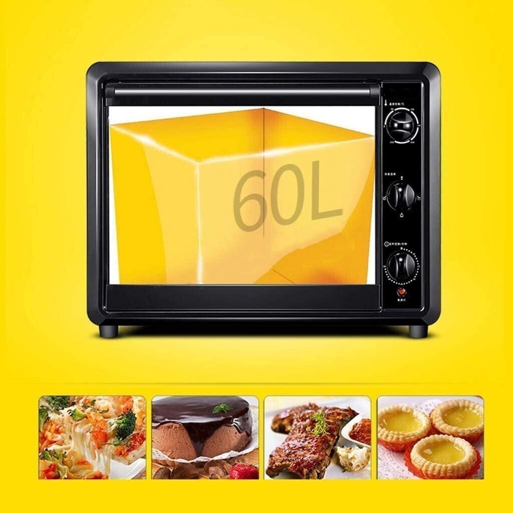 60L Oven with Adjustable Temperature Control - Features a 120-Minute Timer and Four-Layer Design for Versatile Cooking and Baking