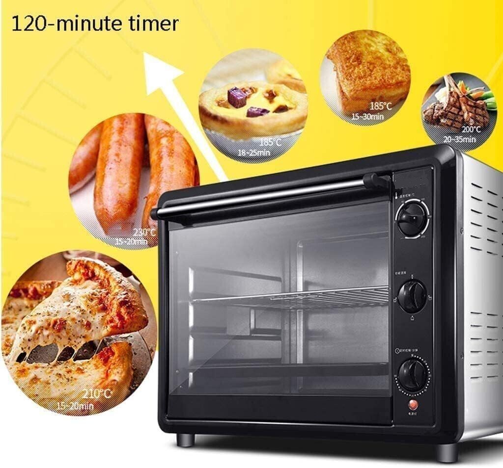 60L Oven with Adjustable Temperature Control - Features a 120-Minute Timer and Four-Layer Design for Versatile Cooking and Baking