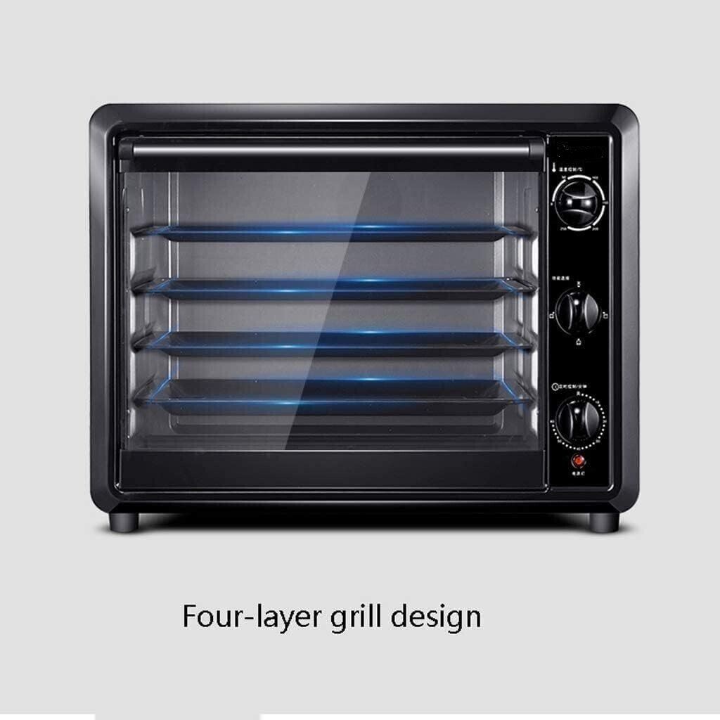 60L Oven with Adjustable Temperature Control - Features a 120-Minute Timer and Four-Layer Design for Versatile Cooking and Baking
