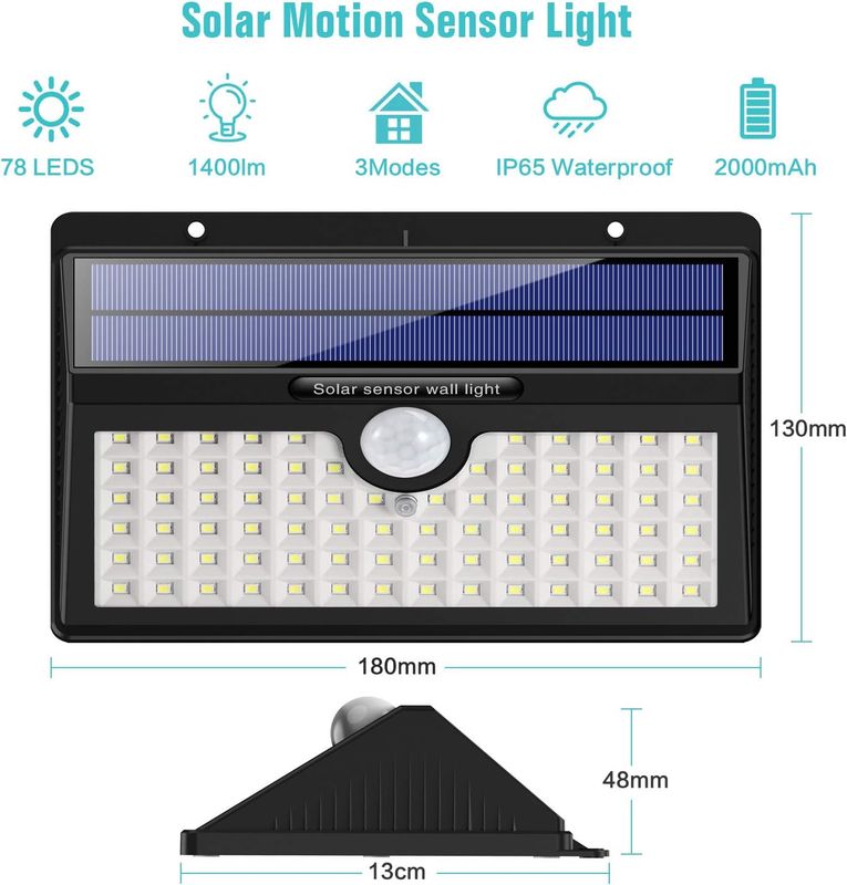 Solar waterproof lights for outdoor use with motion sensor 4 pack