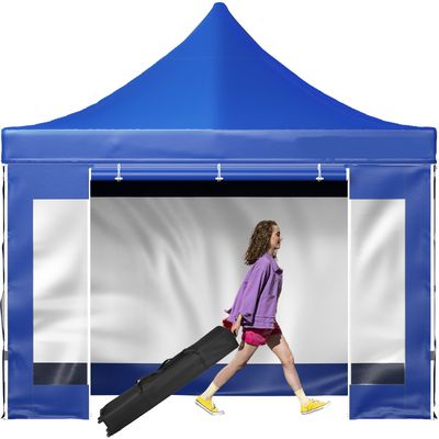 Outdoor Gazebo Tent Pop-Up Canopy Tent 10 x 10 FT with Sidewalls Blue