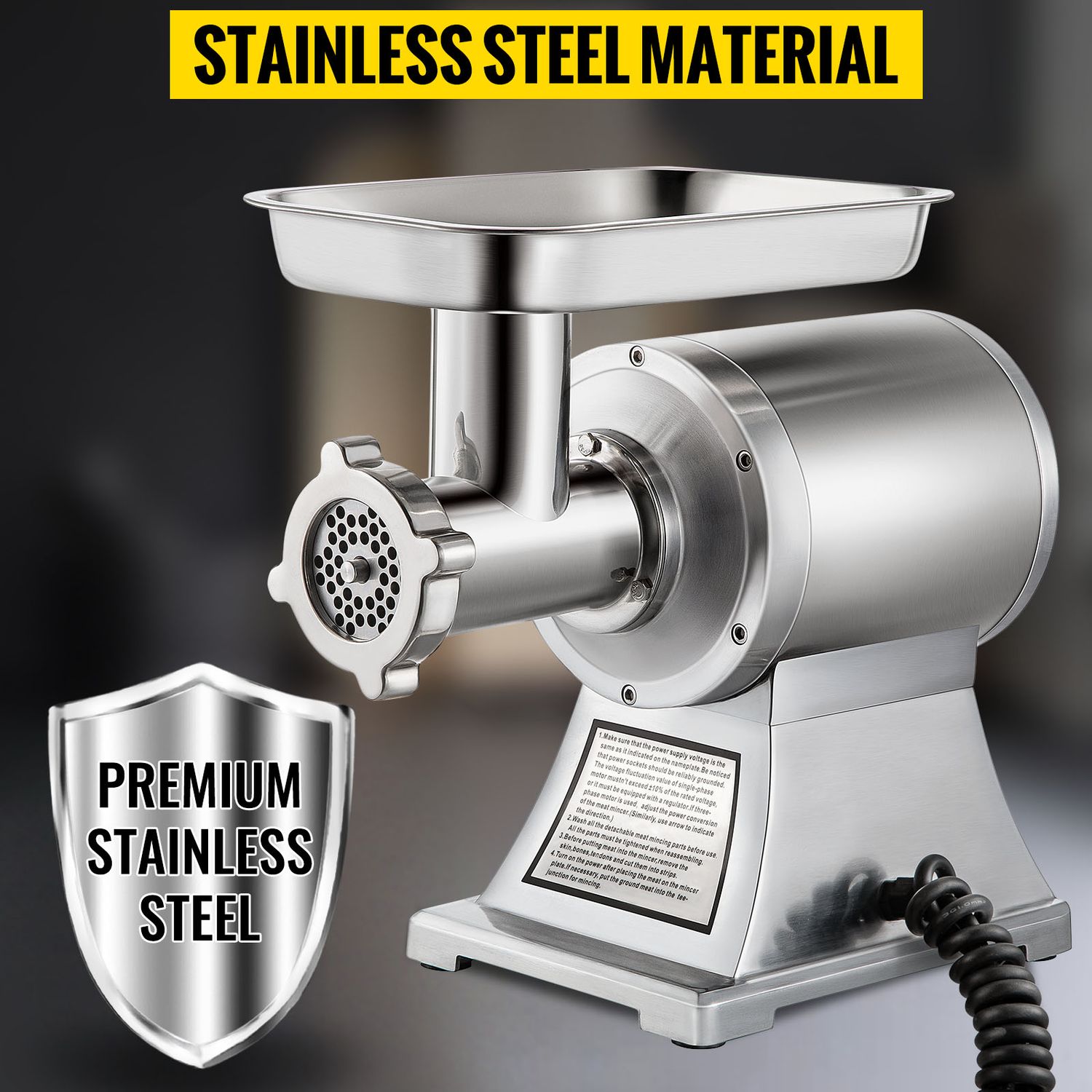 Commercial Meat Mincer Electric Grinder, Sausage Maker and Filler, 1100W Heavy Duty Electric Meat Processor for Restaurants and Butcher Shops