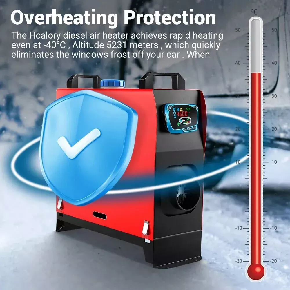 2/3/5/8KW 12V Diesel Air Heater – Parking Heater with Silencer, LCD Display, and Remote Control
