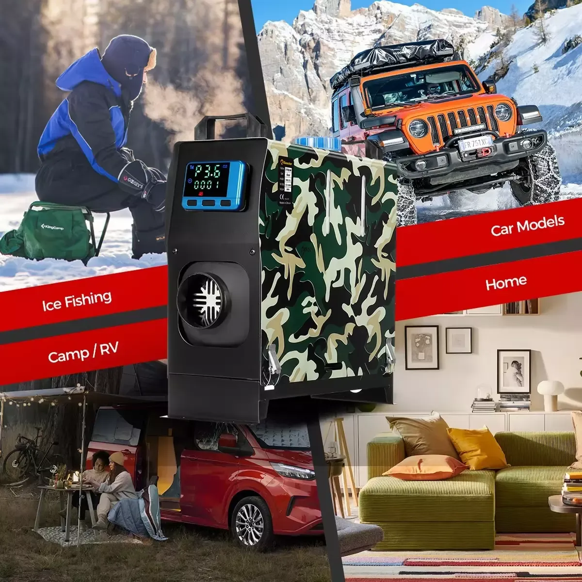 2/3/5/8KW 12V Diesel Air Heater – Parking Heater with Silencer, LCD Display, and Remote Control
