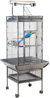 Modern Bird Cage with Open Roof, Swing, and Feeding Bowls – Perfect for Parrots and Indoor Birds