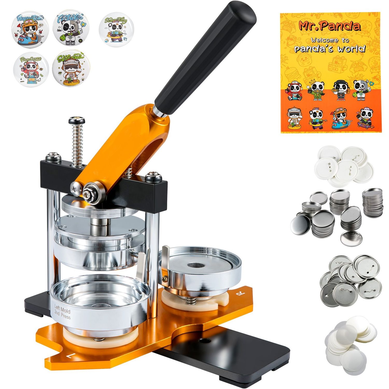 500pcs Button Parts &amp; Circle Cutter &amp; Magic Book Button Maker Machine, 75 mm (3 inch) Badge Punch Press Kit, Children DIY Gifts Pin Maker