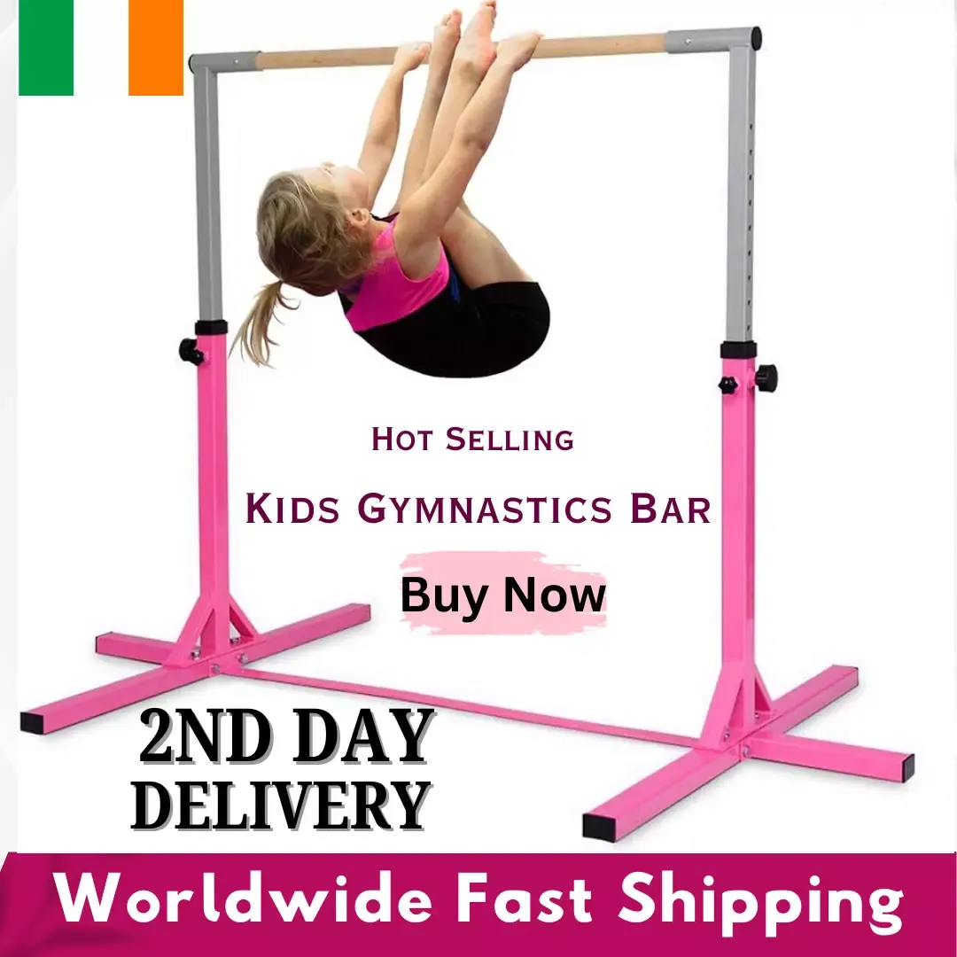 Kids Gym Bar Horizontal Expandable Multifunction Gym Training Equipment Home Training Adjustable Height Kip Bar 12 Levels, Colour: Pink