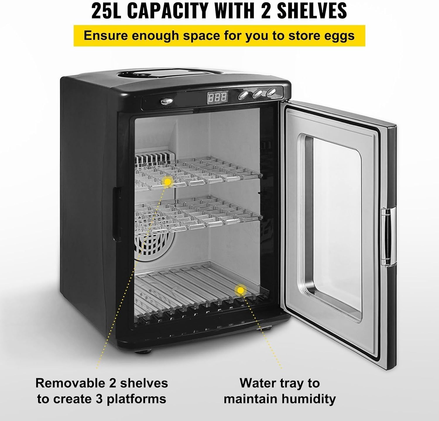 25L Reptile Egg Incubator with Digital Temperature Control - Ideal for Snake, Tortoise, and Lizard Breeding - Herp Nursery Hatch with LED Display, Auto-Turn, and Dual Ventilation for Reliable Hatching