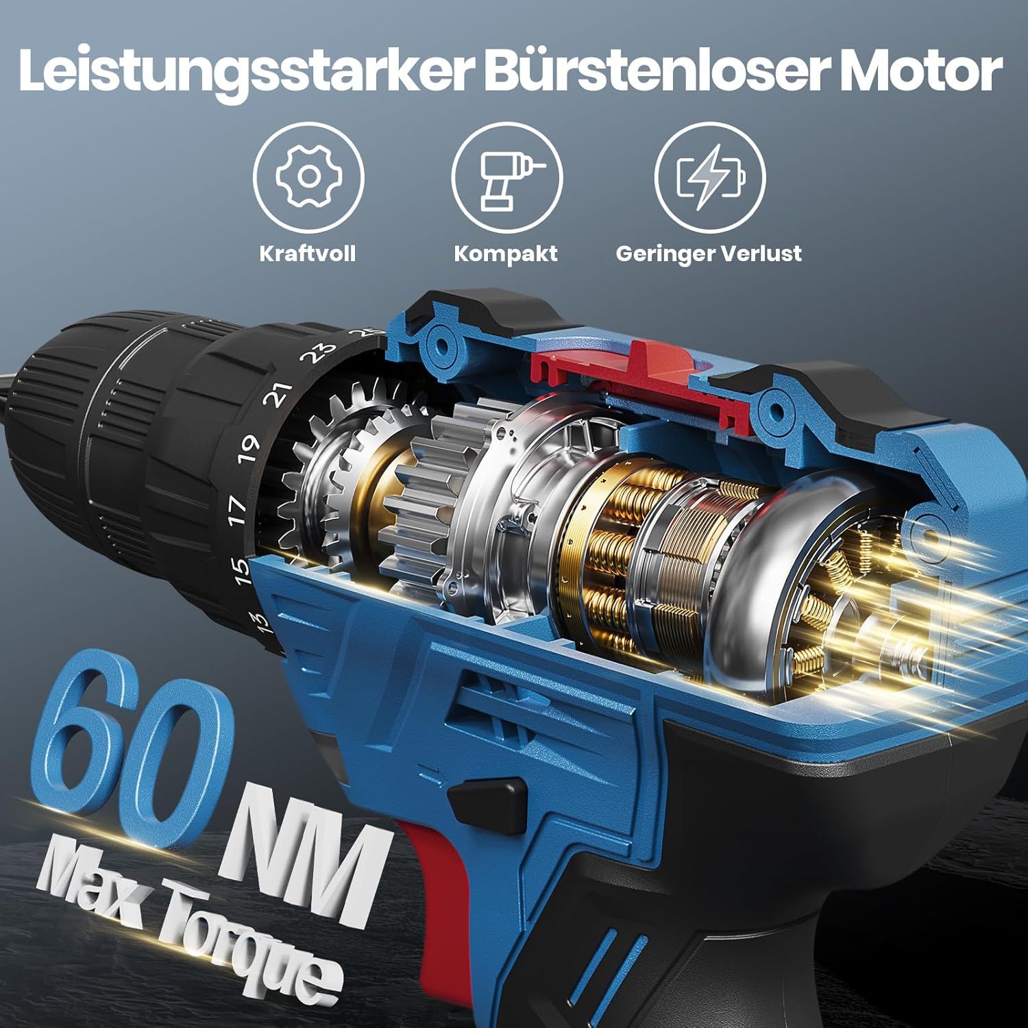 Cordless 20V Drill Set – 42 Accessories, 42Nm Electric Screwdriver, 2.0Ah Battery, 25+1 Torque, 2 Speed Settings, LED Light