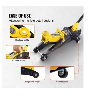 2 Ton (4400 lbs) Low Profile Hydraulic Floor Jack with Stands, Heavy Duty Iron Racing Jack, Quick Lift Pump, Height Range 4.6&quot; to 12.8&quot;