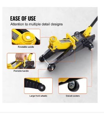 2 Ton (4400 lbs) Low Profile Hydraulic Floor Jack with Stands, Heavy Duty Iron Racing Jack, Quick Lift Pump, Height Range 4.6&quot; to 12.8&quot;