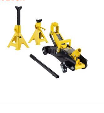 2 Ton (4400 lbs) Low Profile Hydraulic Floor Jack with Stands, Heavy Duty Iron Racing Jack, Quick Lift Pump, Height Range 4.6&quot; to 12.8&quot;