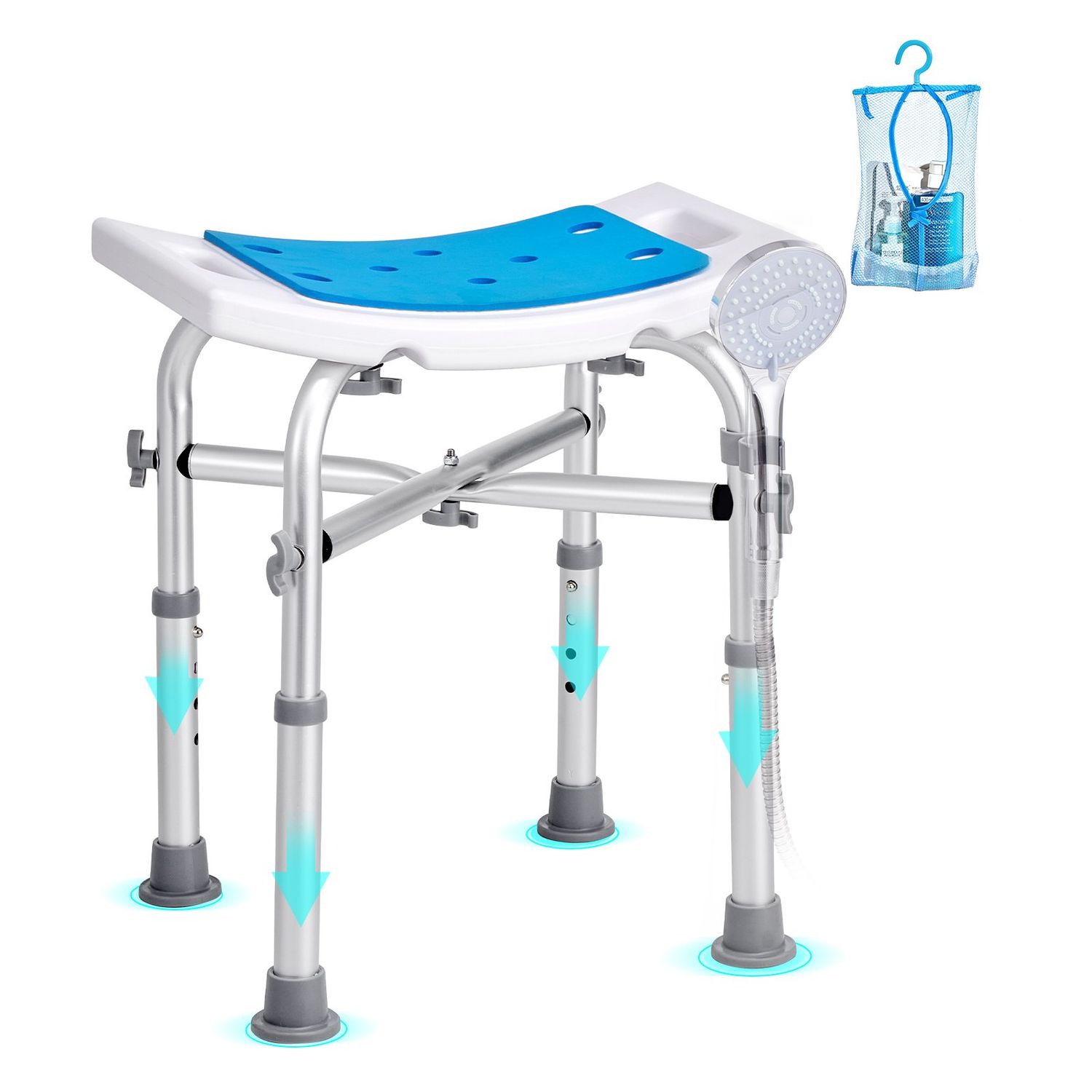 Adjustable Height Shower Chair with Back - Non-Slip Bath Stool for Inside Showers and Bathtubs, Ideal Bathroom Seat for Safety and Comfort 350-500lbs