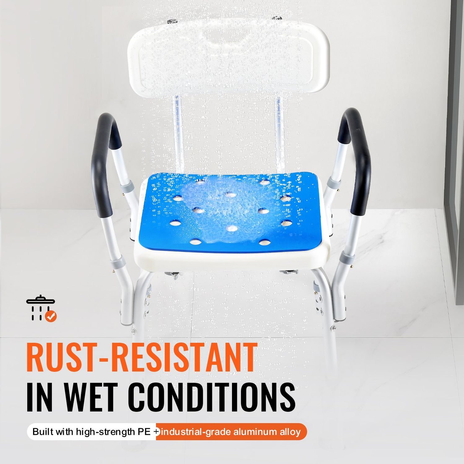 Adjustable Height Shower Chair with Back - Non-Slip Bath Stool for Inside Showers and Bathtubs, Ideal Bathroom Seat for Safety and Comfort 350-500lbs