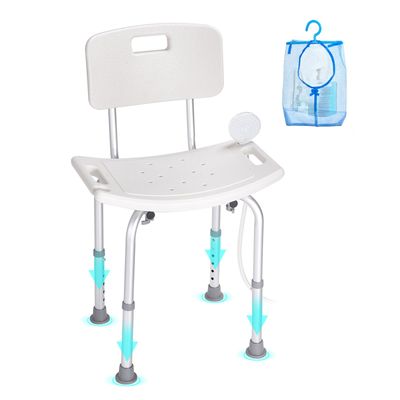 Adjustable Height Shower Chair with Back - Non-Slip Bath Stool for Inside Showers and Bathtubs, Ideal Bathroom Seat for Safety and Comfort 350-500lbs