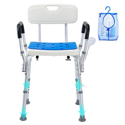 Adjustable Height Shower Chair with Back - Non-Slip Bath Stool for Inside Showers and Bathtubs, Ideal Bathroom Seat for Safety and Comfort 350-500lbs
