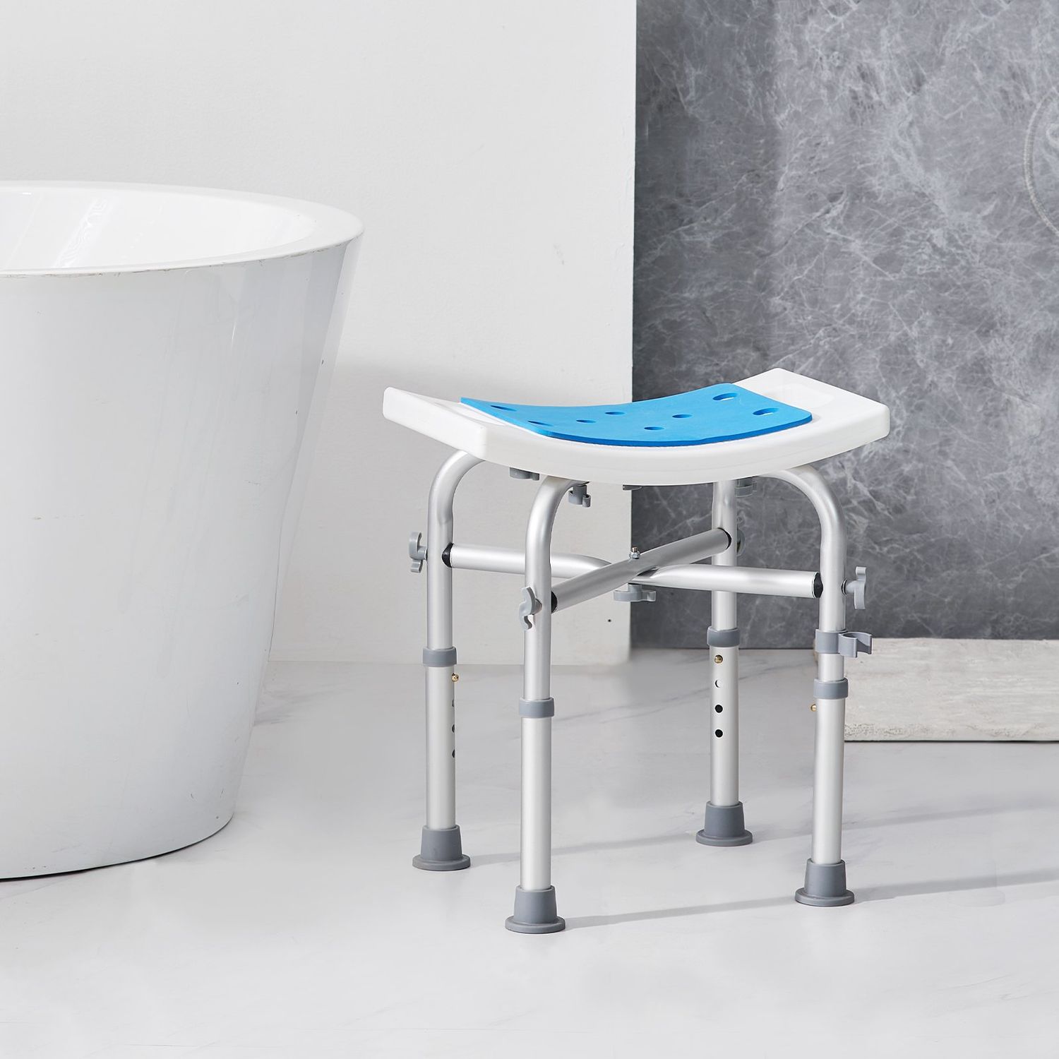 Adjustable Height Shower Chair with Back - Non-Slip Bath Stool for Inside Showers and Bathtubs, Ideal Bathroom Seat for Safety and Comfort 350-500lbs