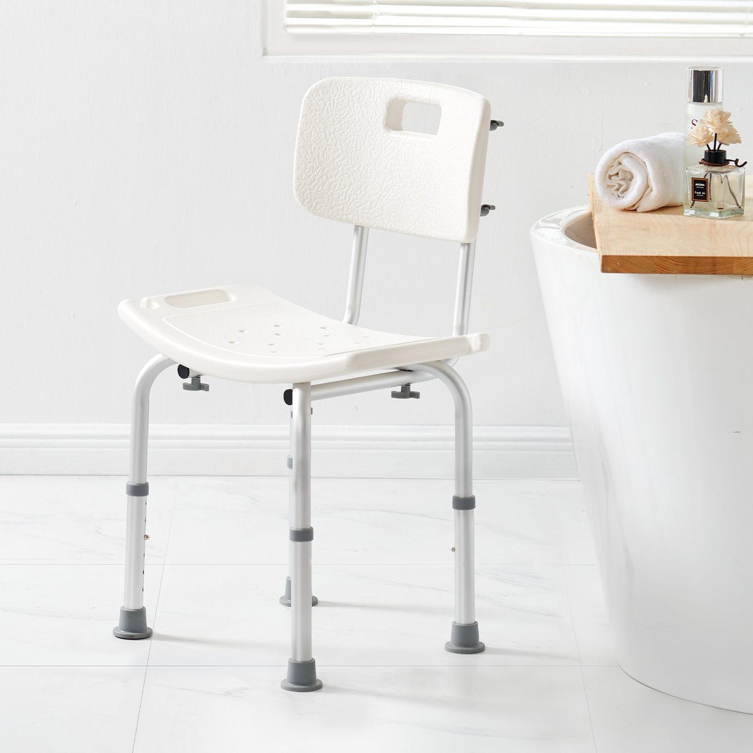 Adjustable Height Shower Chair with Back - Non-Slip Bath Stool for Inside Showers and Bathtubs, Ideal Bathroom Seat for Safety and Comfort 350-500lbs