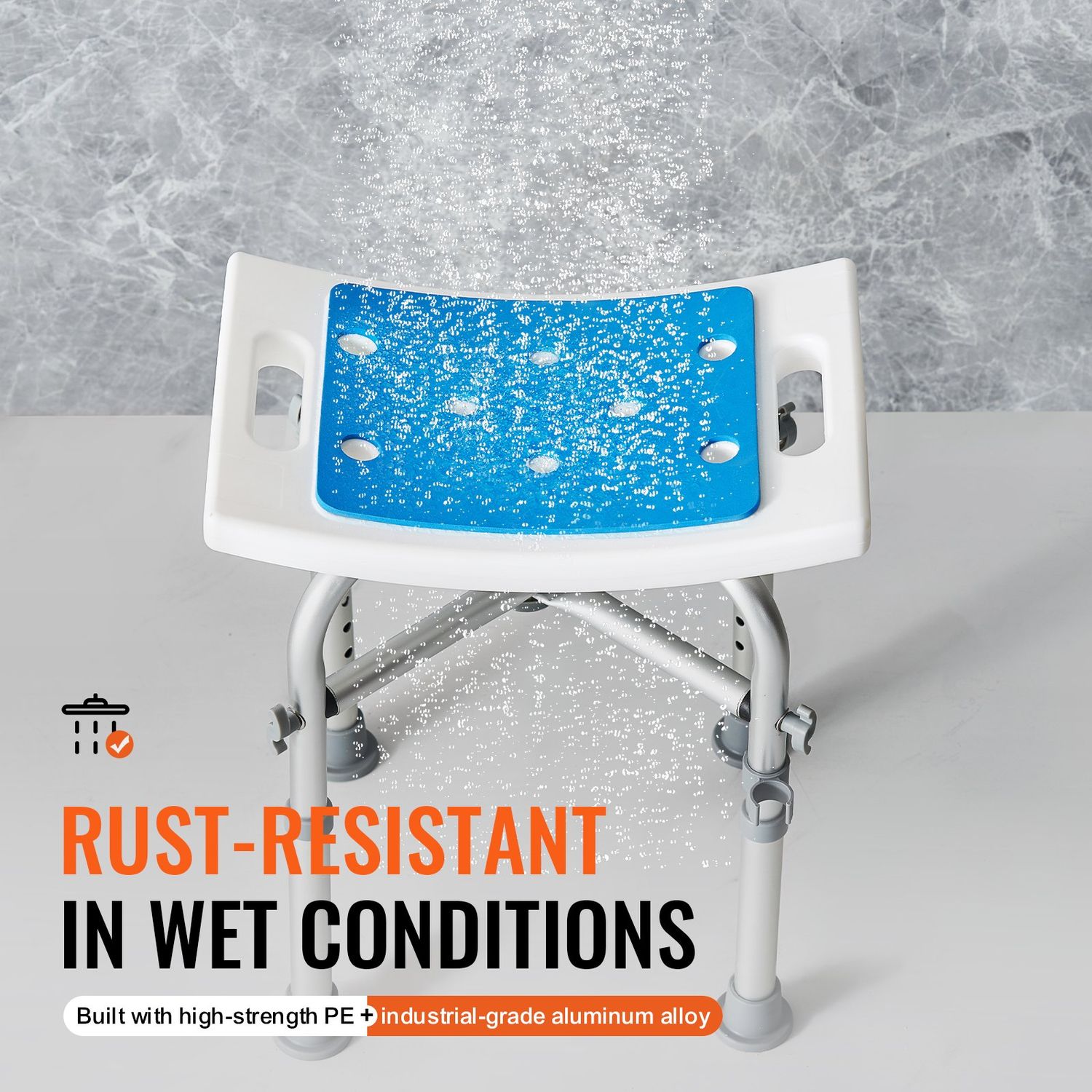 Adjustable Height Shower Chair with Back - Non-Slip Bath Stool for Inside Showers and Bathtubs, Ideal Bathroom Seat for Safety and Comfort 350-500lbs
