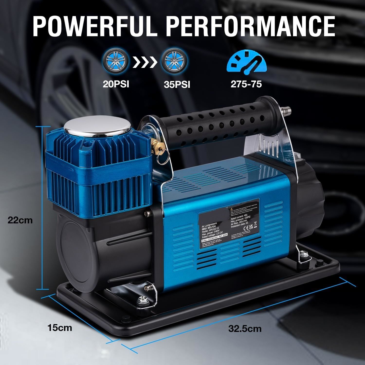 Heavy Duty Portable Air Compressor for High-Power Inflation, Tire Maintenance, and Air Tools, Compact and Durable Design for Home and Professional Use