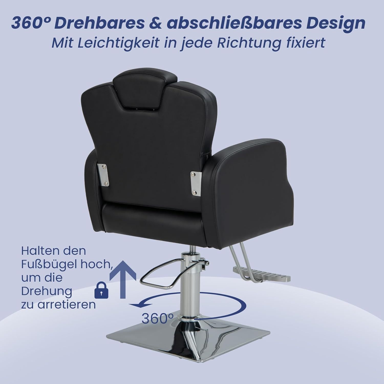Professional Hydraulic Salon Chair with Adjustable Headrest &amp; Footrest – 360° Rotating, Height Adjustable, Heavy-Duty Barber &amp; Beauty Chair (150kg Capacity)