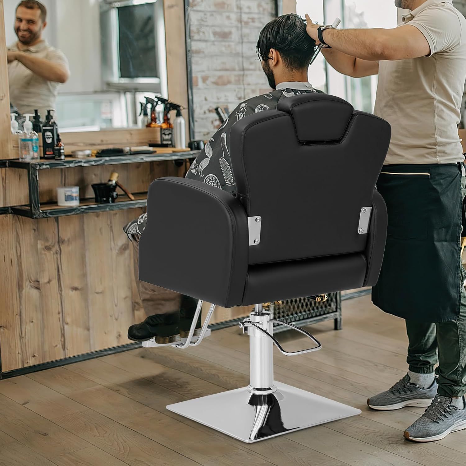 Professional Hydraulic Salon Chair with Adjustable Headrest &amp; Footrest – 360° Rotating, Height Adjustable, Heavy-Duty Barber &amp; Beauty Chair (150kg Capacity)