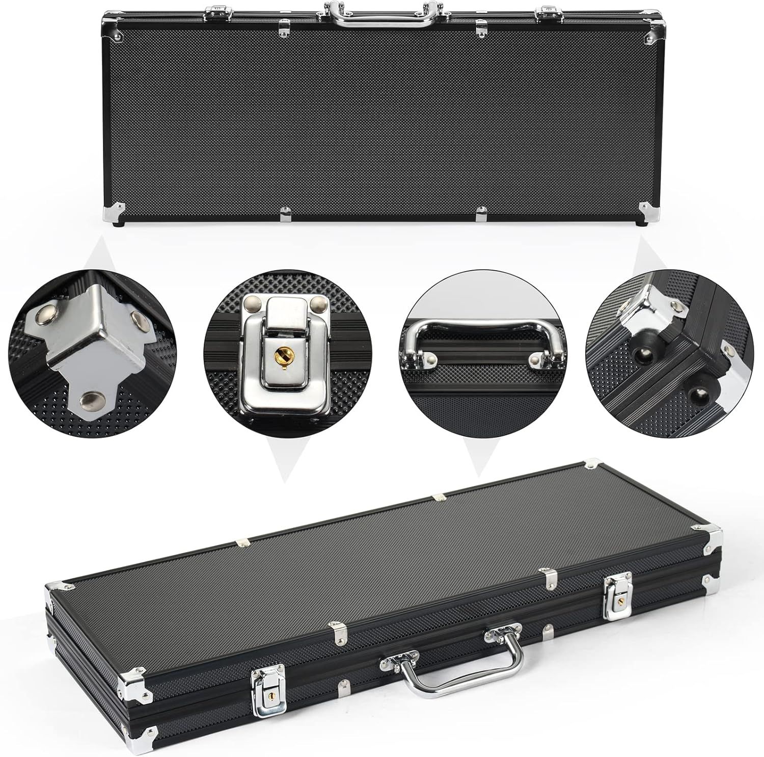 Texas Holdem Poker Chips Set with Aluminum Case,2 Decks of Cards, Dealer, Small Blind, Big Blind Buttons, and 5 Dice (500 Piece Chips)