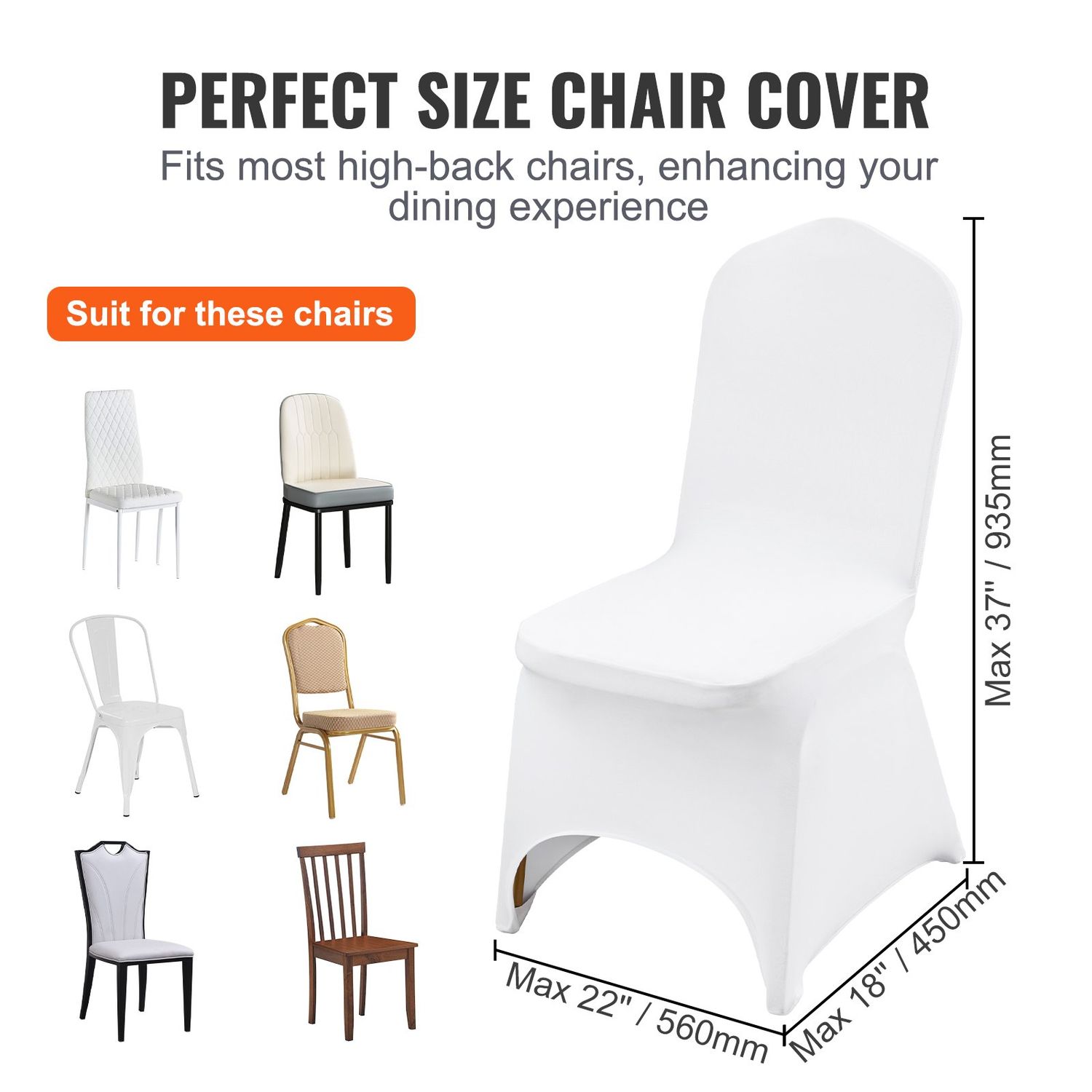 100pcs Chair Covers White Arched Front Spandex Lycra Wedding Party