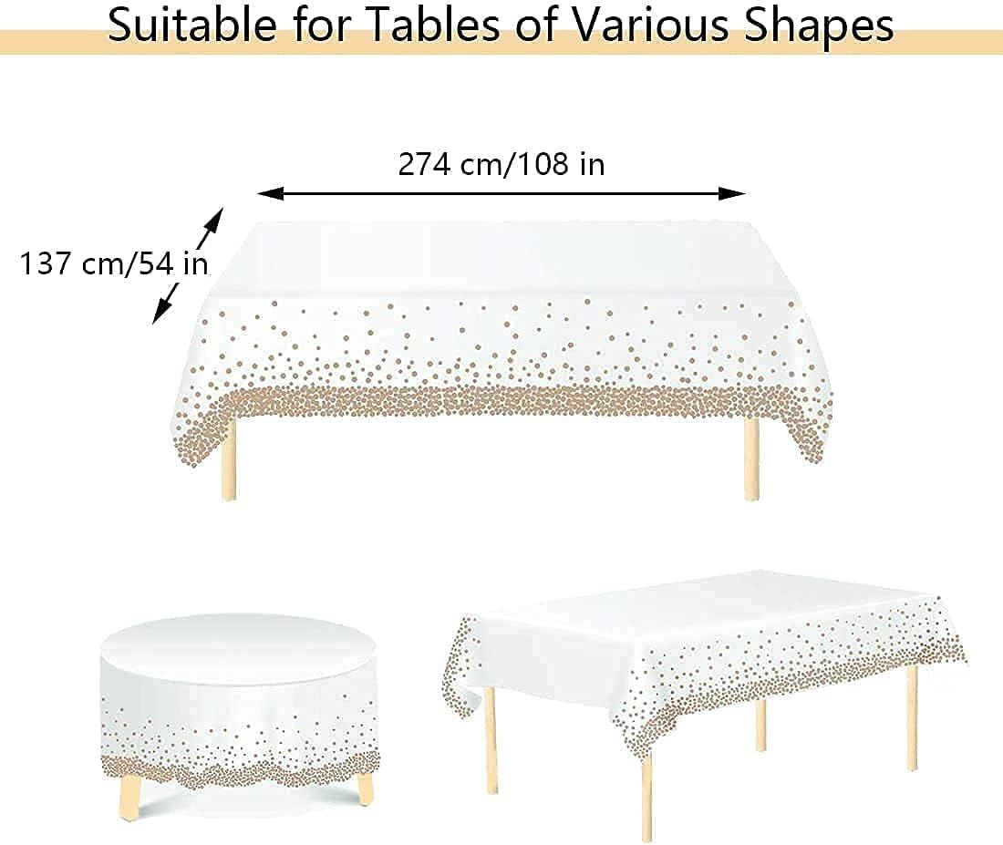 10 Pack Tablecloths Disposable Table Covers Parties Table Clothes Skirt Wipeable Plastic Tablecloth Waterproof Party Tablecloths for Indoor or Outdoor Birthdays Weddings Christmas