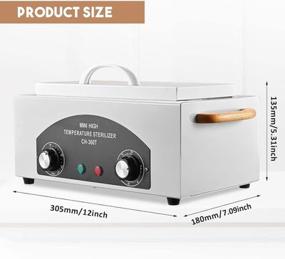 High Temperature Metal Tool Cleaning Box Dry Heat Sterilizer with Timer Manicure Pedicure SPA Salon Barber Equipment for Dentist Clinic Lab Sundry Beauty Hair Cut Nail Metal Tools