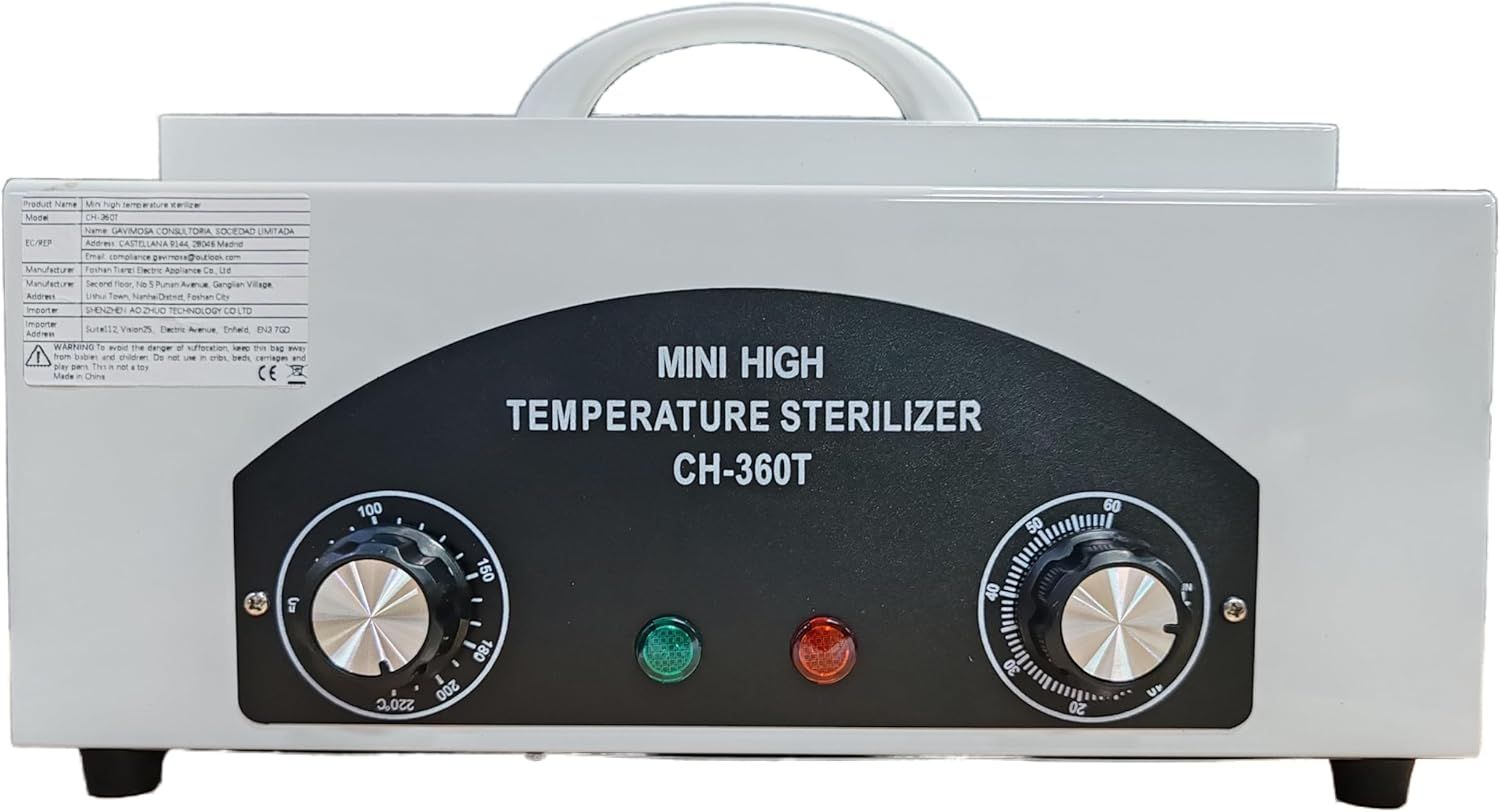 High Temperature Metal Tool Cleaning Box Dry Heat Sterilizer with Timer Manicure Pedicure SPA Salon Barber Equipment for Dentist Clinic Lab Sundry Beauty Hair Cut Nail Metal Tools