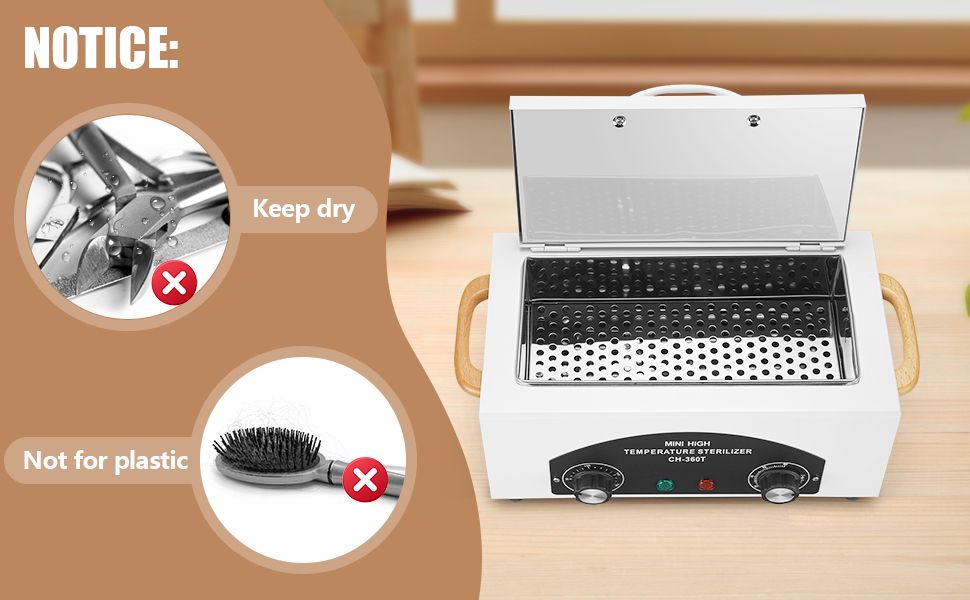 High Temperature Metal Tool Cleaning Box Dry Heat Sterilizer with Timer Manicure Pedicure SPA Salon Barber Equipment for Dentist Clinic Lab Sundry Beauty Hair Cut Nail Metal Tools